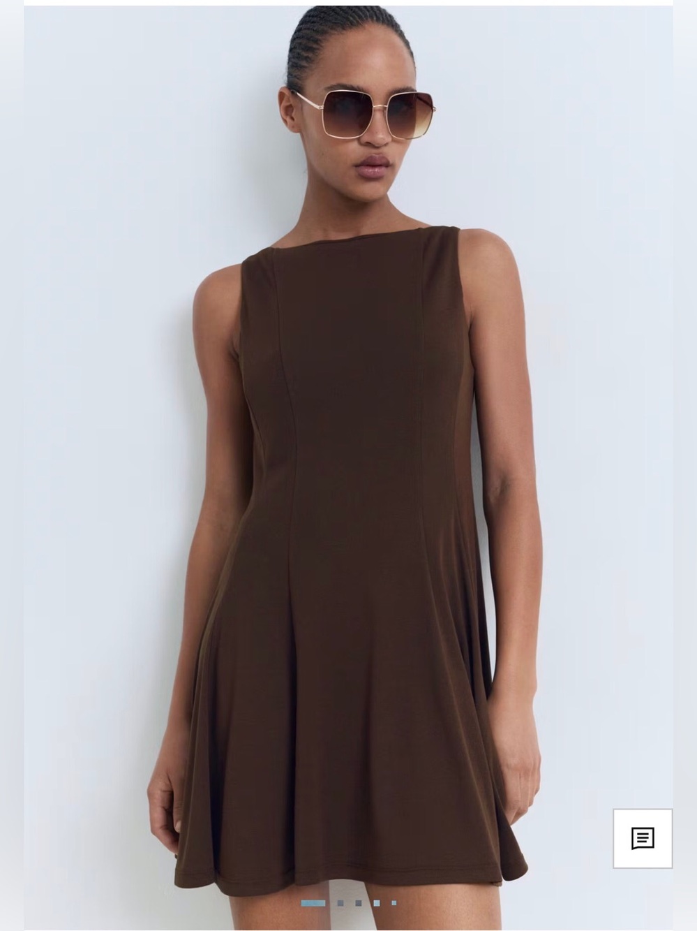 Mango Sleeveless Dark Brown Mini Dress